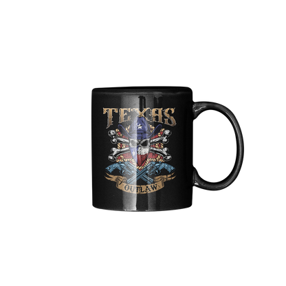 Texas Outlaw Skull and Bones Ceramic Colored Mug