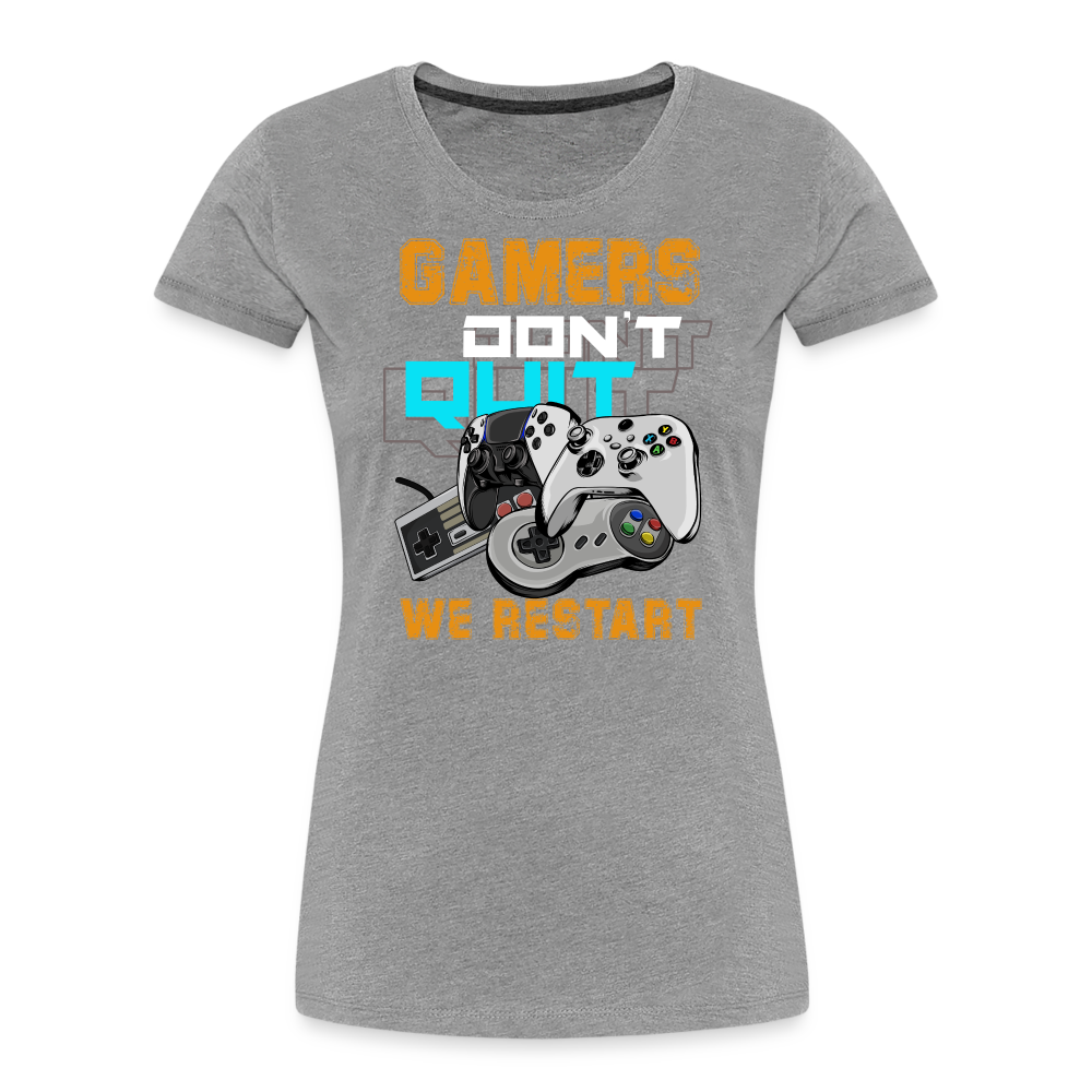 GU 'Gamers Don't Quit' Women’s Premium Organic T-Shirt - heather gray