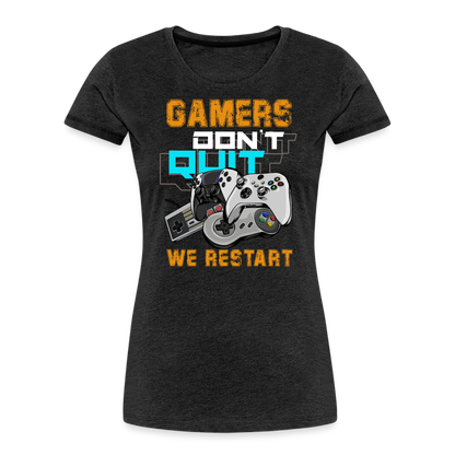 GU 'Gamers Don't Quit' Women’s Premium Organic T-Shirt - charcoal grey