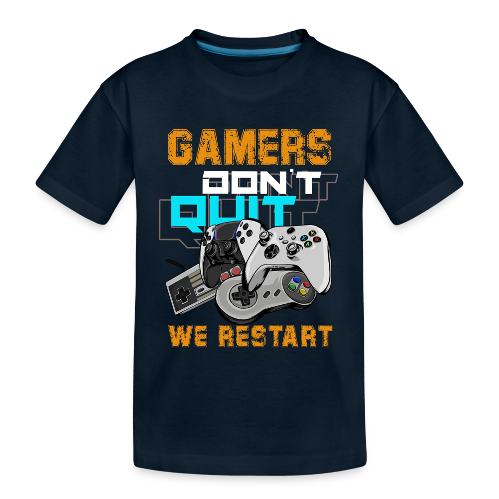 GU 'Gamers Don't Quit' Youth Premium Organic T-Shirt - deep navy