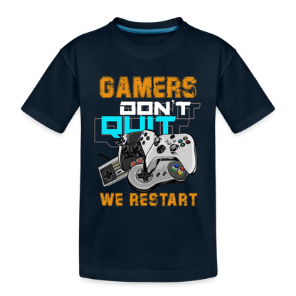 GU 'Gamers Don't Quit' Youth Premium Organic T-Shirt - deep navy