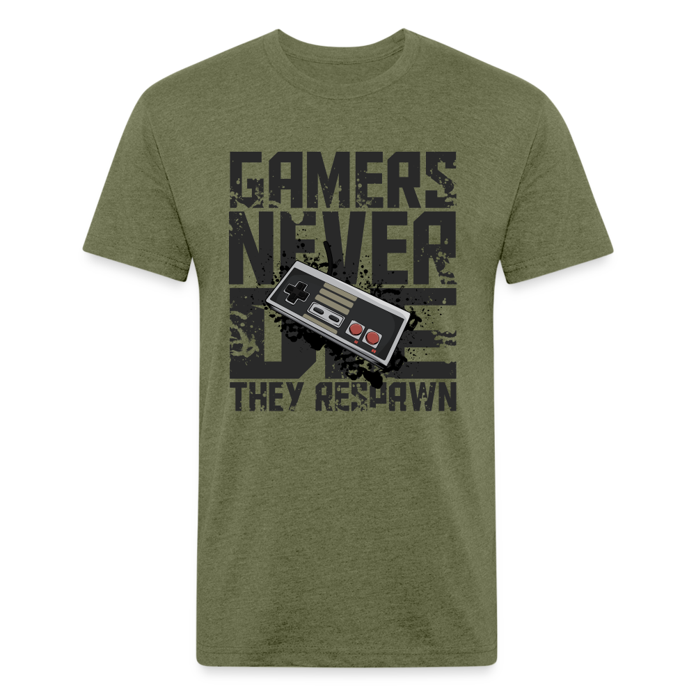 GU 'Gamers Never Die' Fitted T-Shirt - NES - heather military green