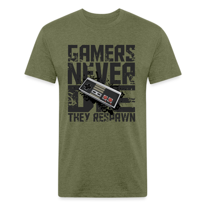 GU 'Gamers Never Die' Fitted T-Shirt - NES - heather military green