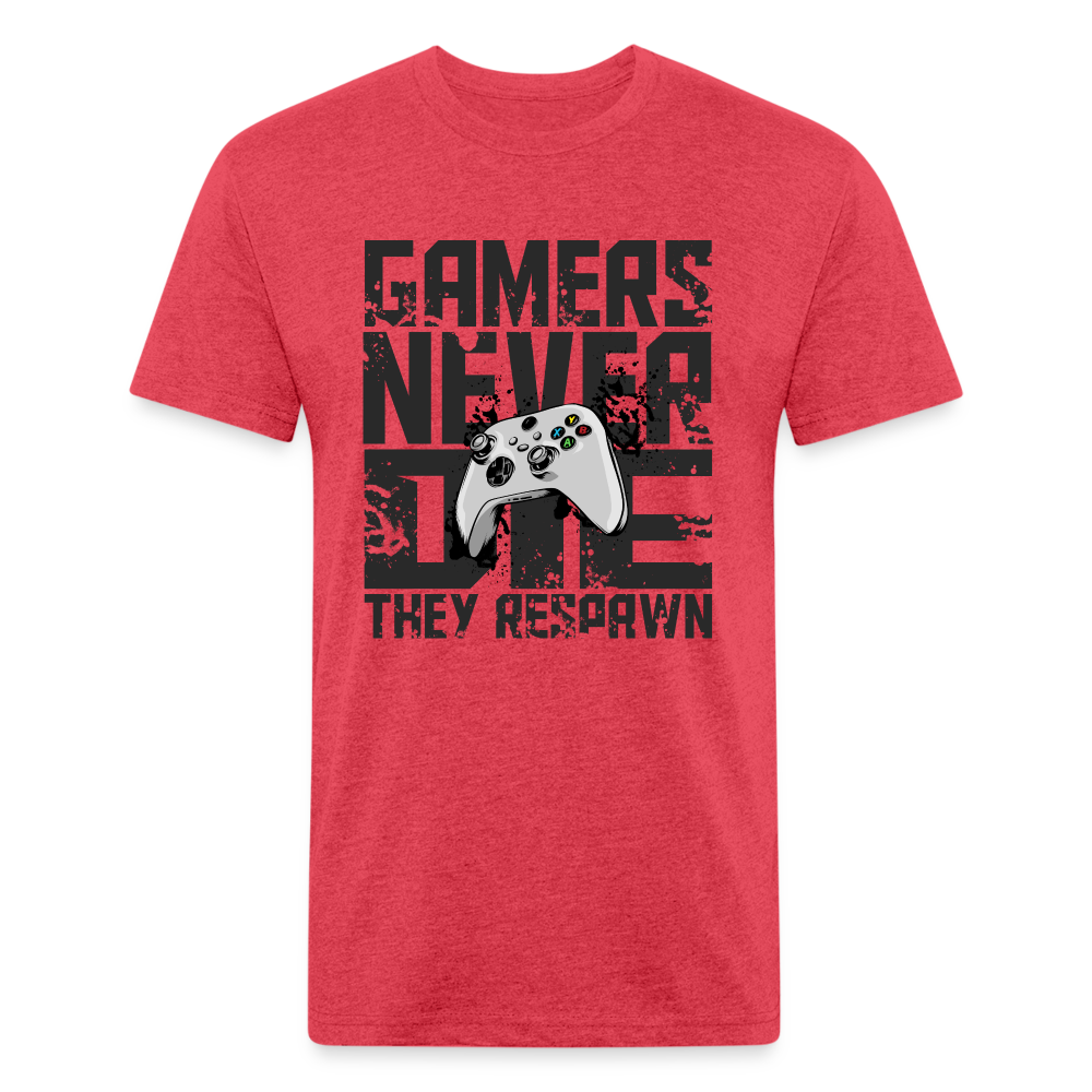 GU 'Gamers Never Die' Fitted T-Shirt- XBOX - heather red