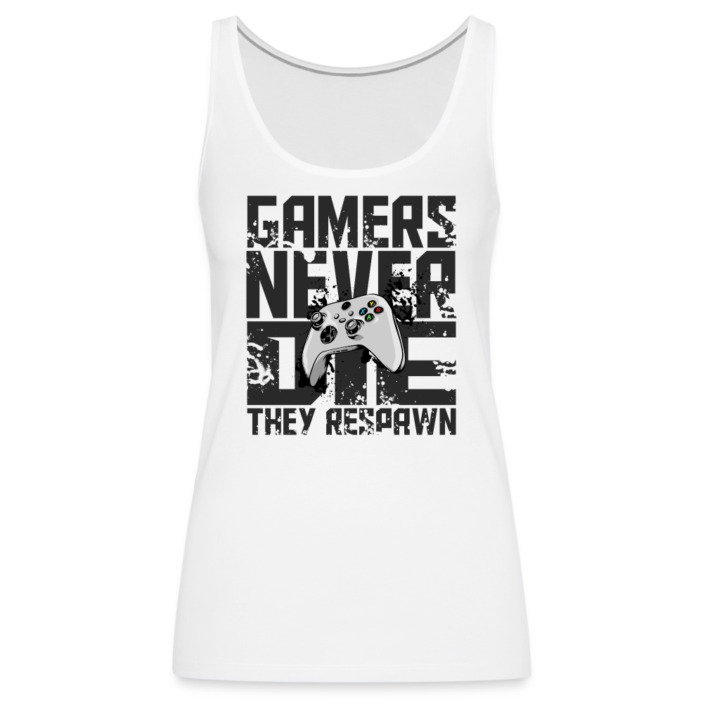 GU 'Gamers Never Die' Women’s Premium Tank Top- XBOX - white