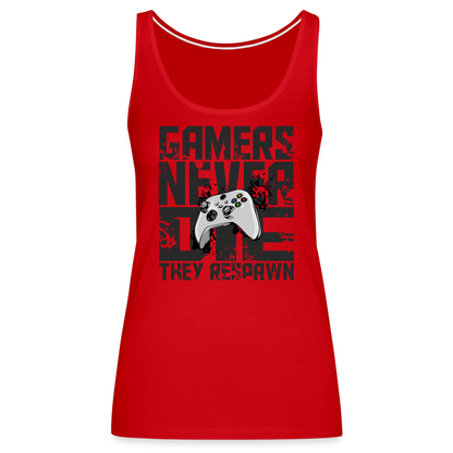 GU 'Gamers Never Die' Women’s Premium Tank Top- XBOX - red