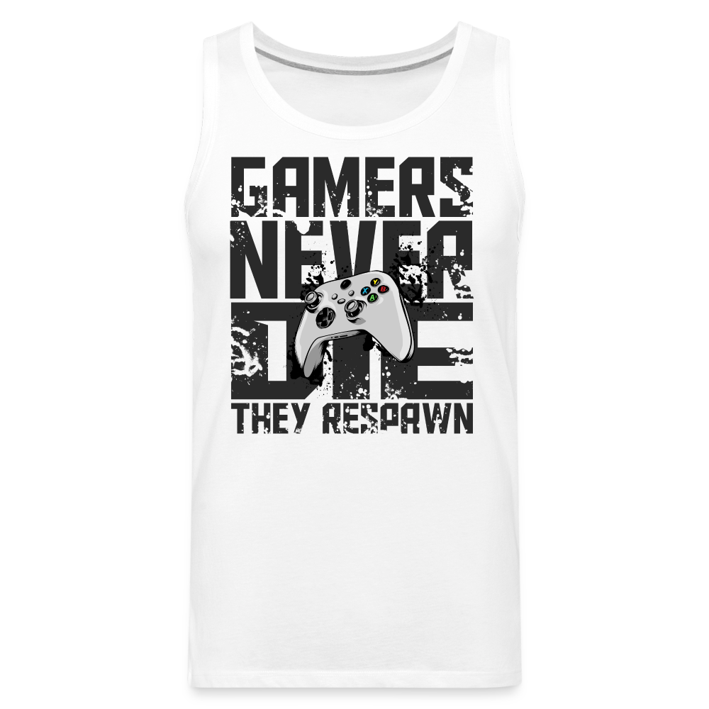 GU 'Gamers Never Die' Men’s Premium Tank- XBOX - white