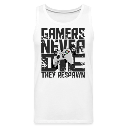 GU 'Gamers Never Die' Men’s Premium Tank- XBOX - white