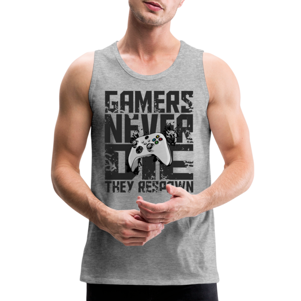 GU 'Gamers Never Die' Men’s Premium Tank- XBOX - heather gray