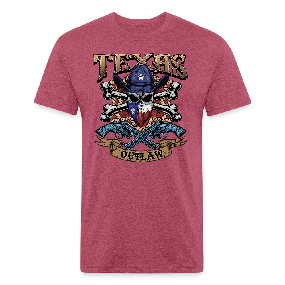 Texas Outlaw Fitted T-Shirt - heather burgundy