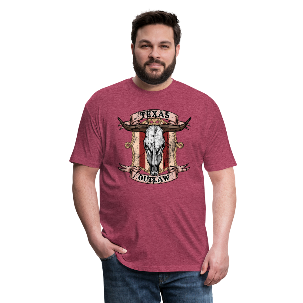 Texas Outlaw Fitted T-Shirt - heather burgundy