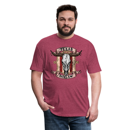 Texas Outlaw Fitted T-Shirt - heather burgundy