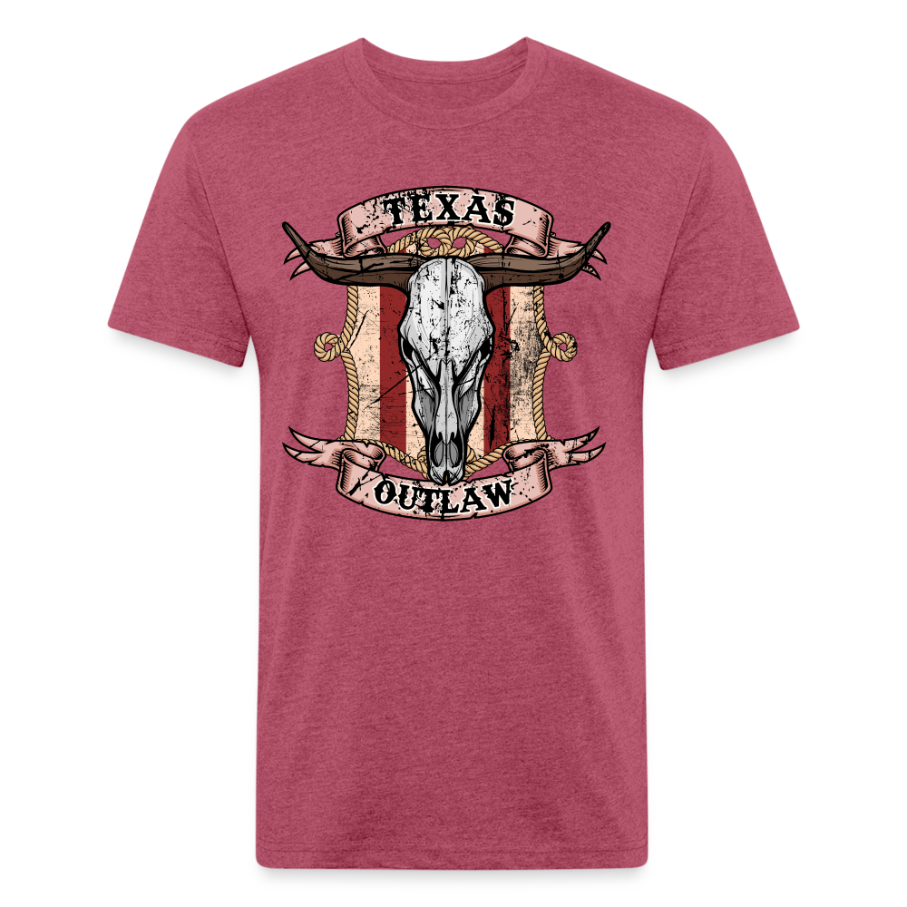 Texas Outlaw Fitted T-Shirt - heather burgundy