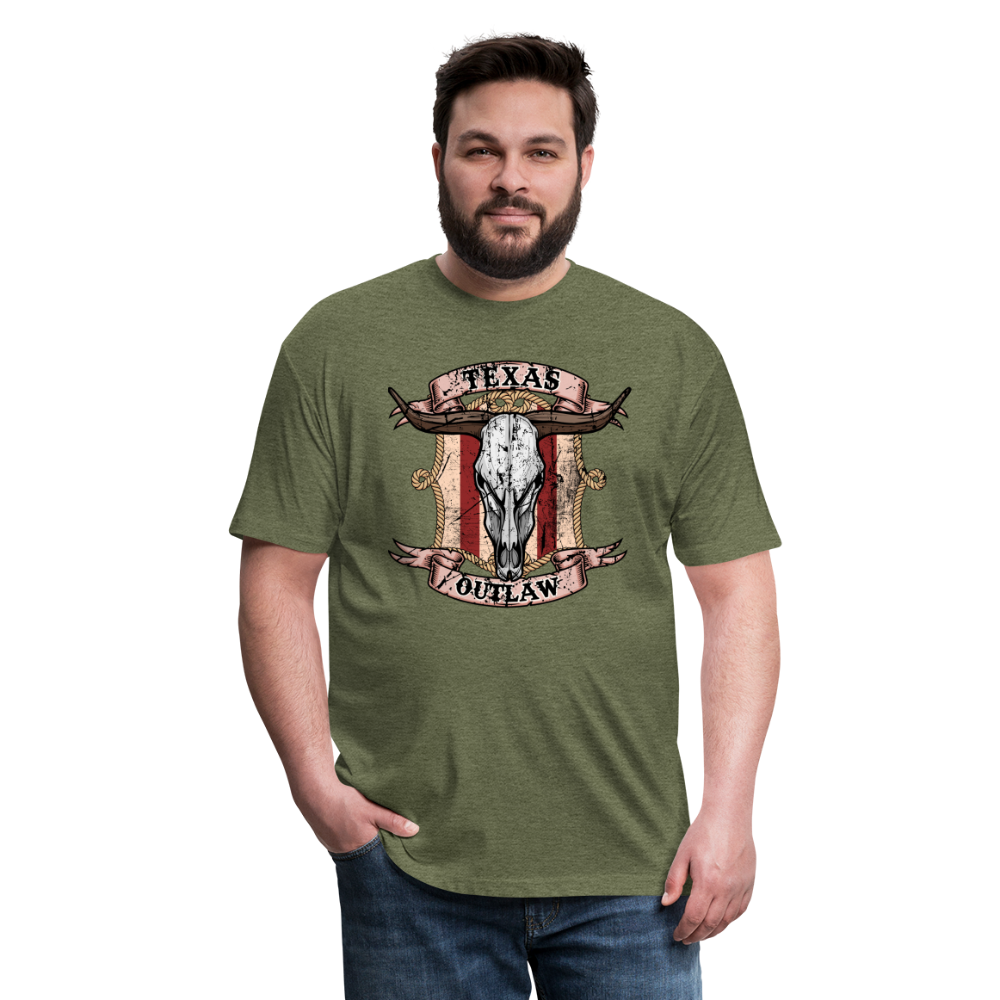 Texas Outlaw Fitted T-Shirt - heather military green