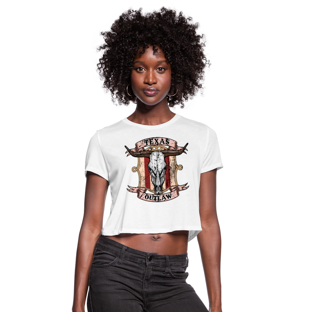 Texas Outlaw Women's Cropped T-Shirt - white