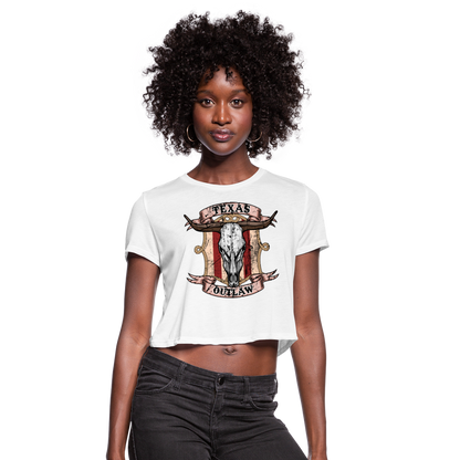 Texas Outlaw Women's Cropped T-Shirt - white