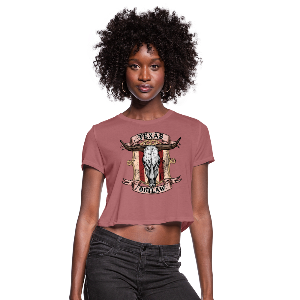 Texas Outlaw Women's Cropped T-Shirt - mauve