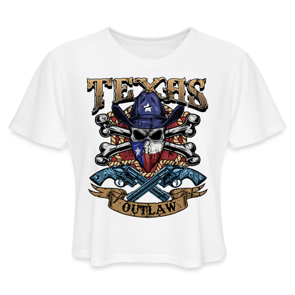 Texas Outlaw Women's Cropped T-Shirt - white