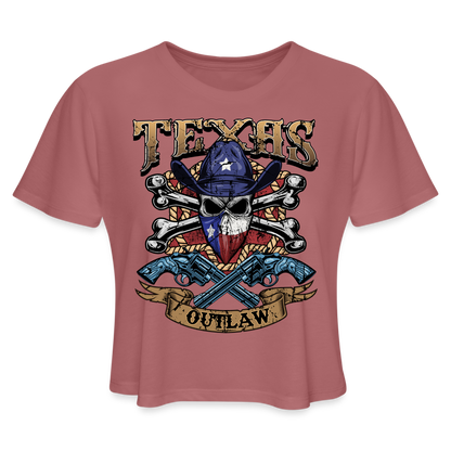 Texas Outlaw Women's Cropped T-Shirt - mauve