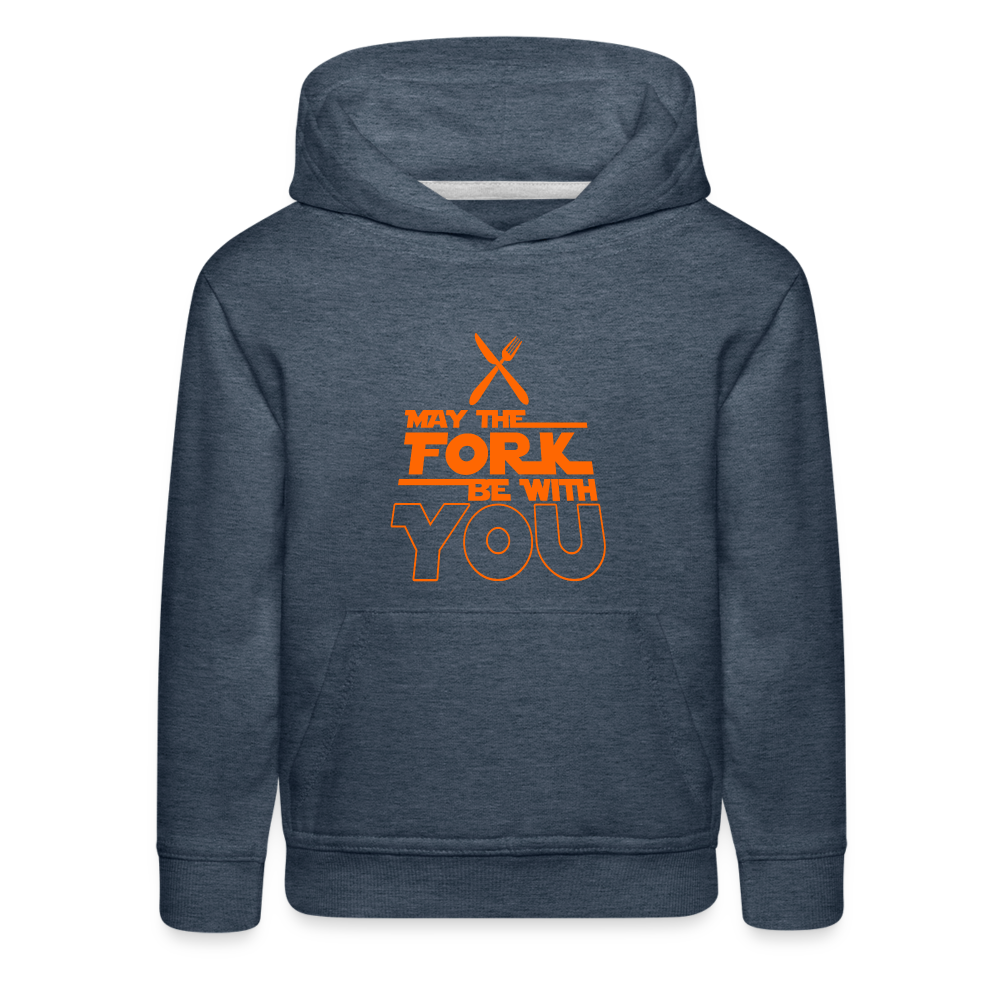 GU 'May the Fork' Youth Premium Hoodie - heather denim