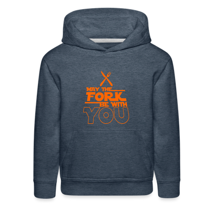 GU 'May the Fork' Youth Premium Hoodie - heather denim