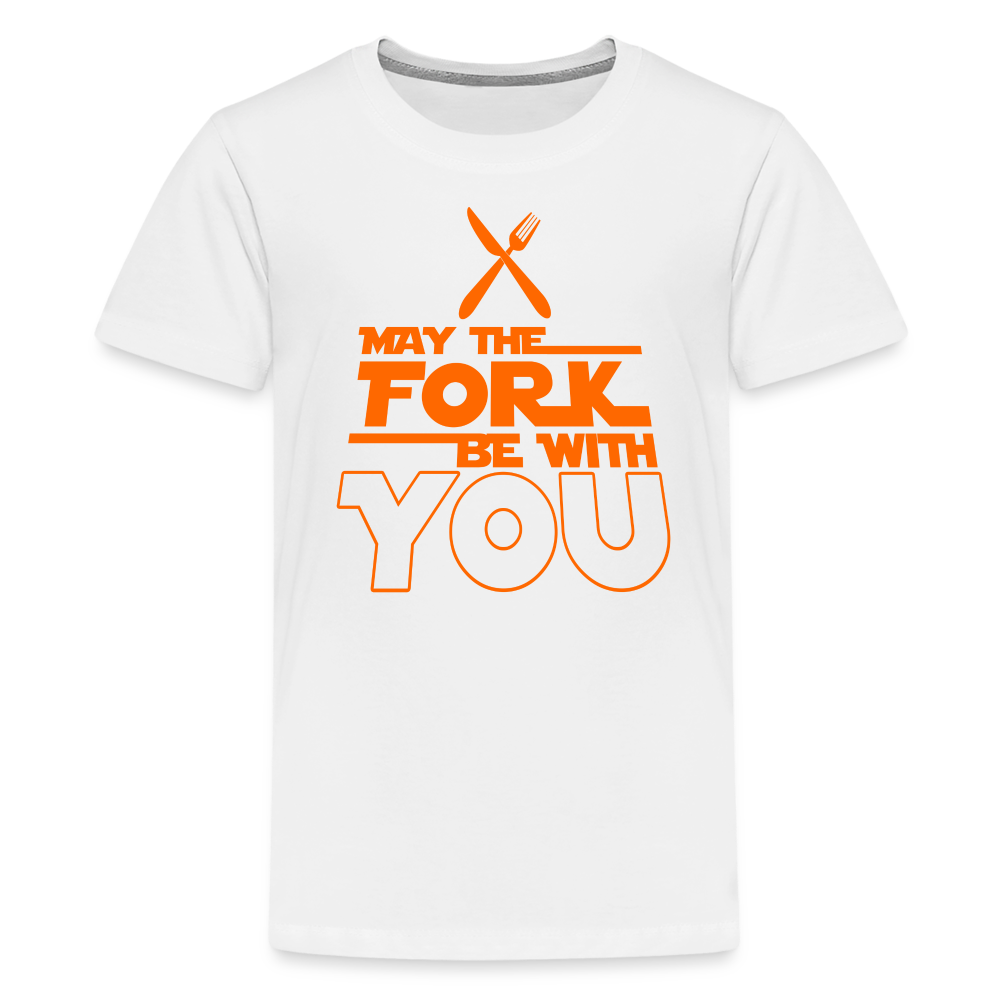 GU 'May the Fork' Youth Premium T-Shirt - white