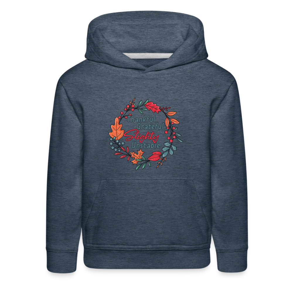 GU 'Thankful and Grateful' Youth Premium Hoodie - heather denim