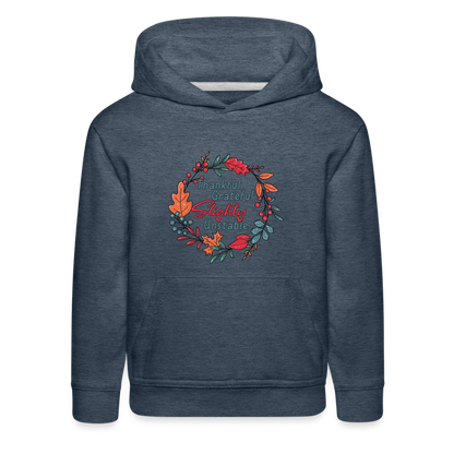 GU 'Thankful and Grateful' Youth Premium Hoodie - heather denim