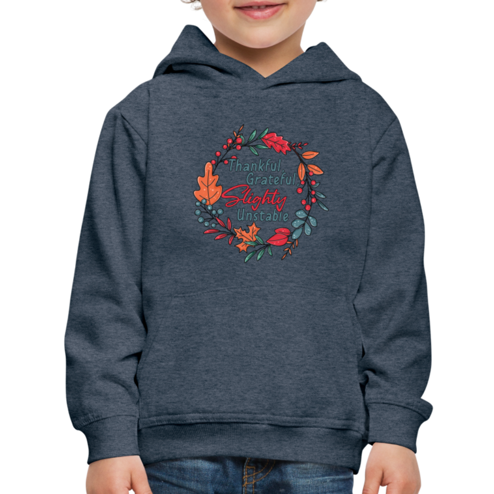 GU 'Thankful and Grateful' Youth Premium Hoodie - heather denim