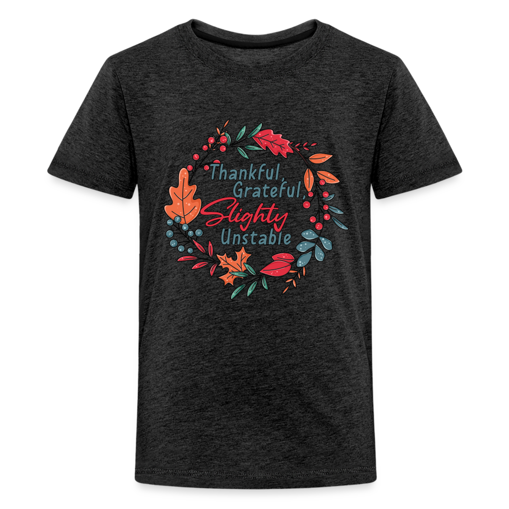 GU 'Thankful and Grateful' Youth Premium T-Shirt - charcoal grey