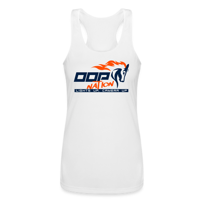 Oop Nation Women’s Performance Racerback Tank Top - white