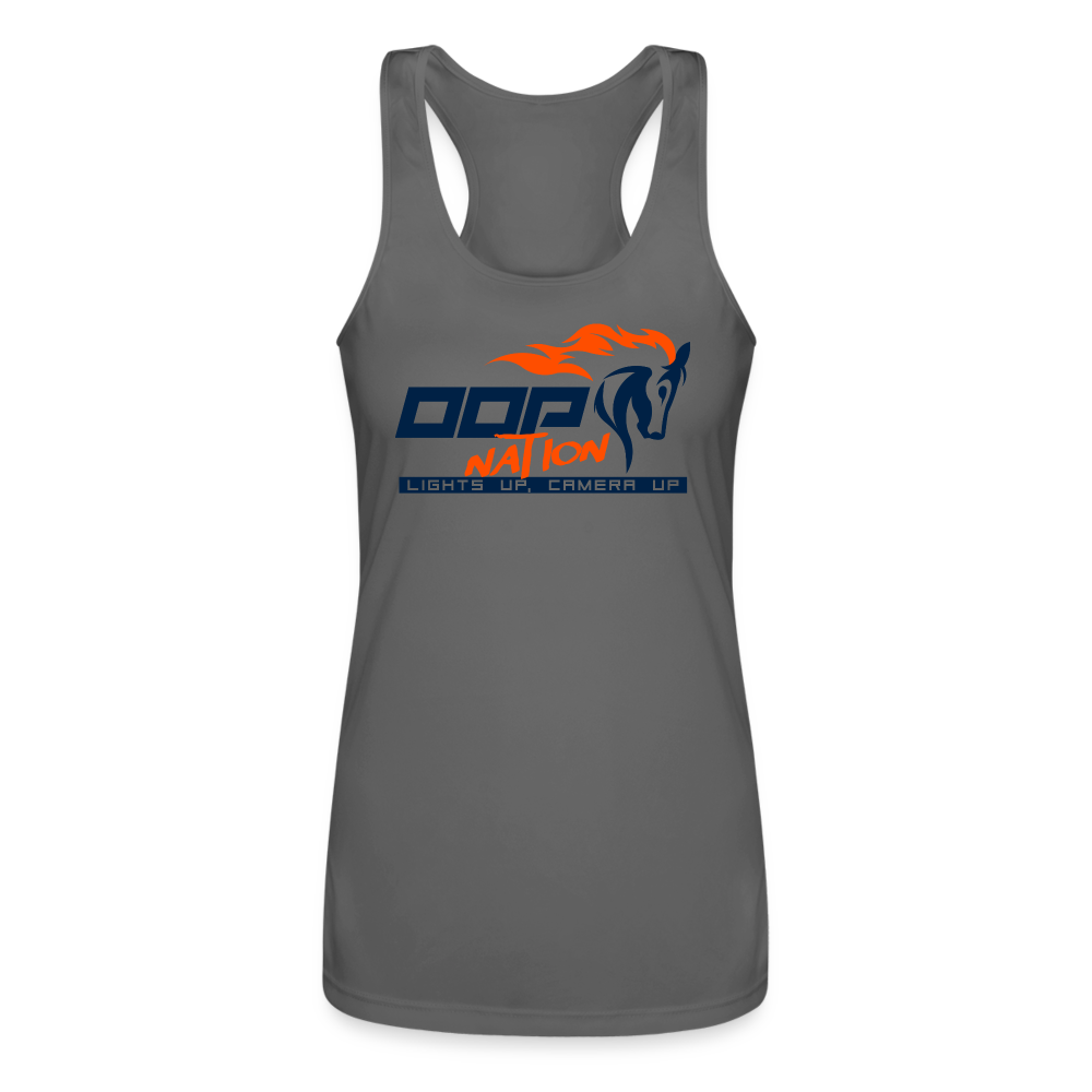 Oop Nation Women’s Performance Racerback Tank Top - charcoal