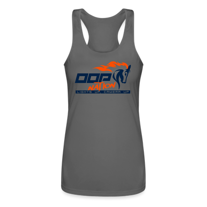 Oop Nation Women’s Performance Racerback Tank Top - charcoal