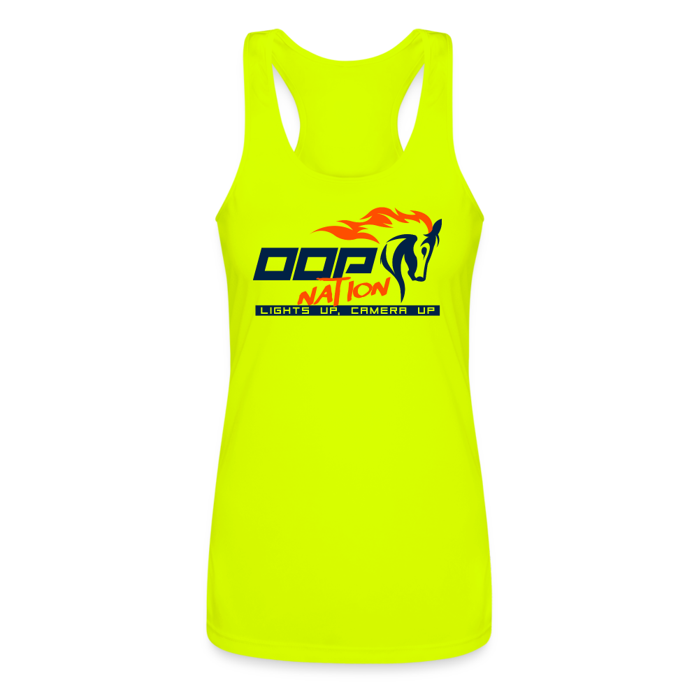 Oop Nation Women’s Performance Racerback Tank Top - neon yellow