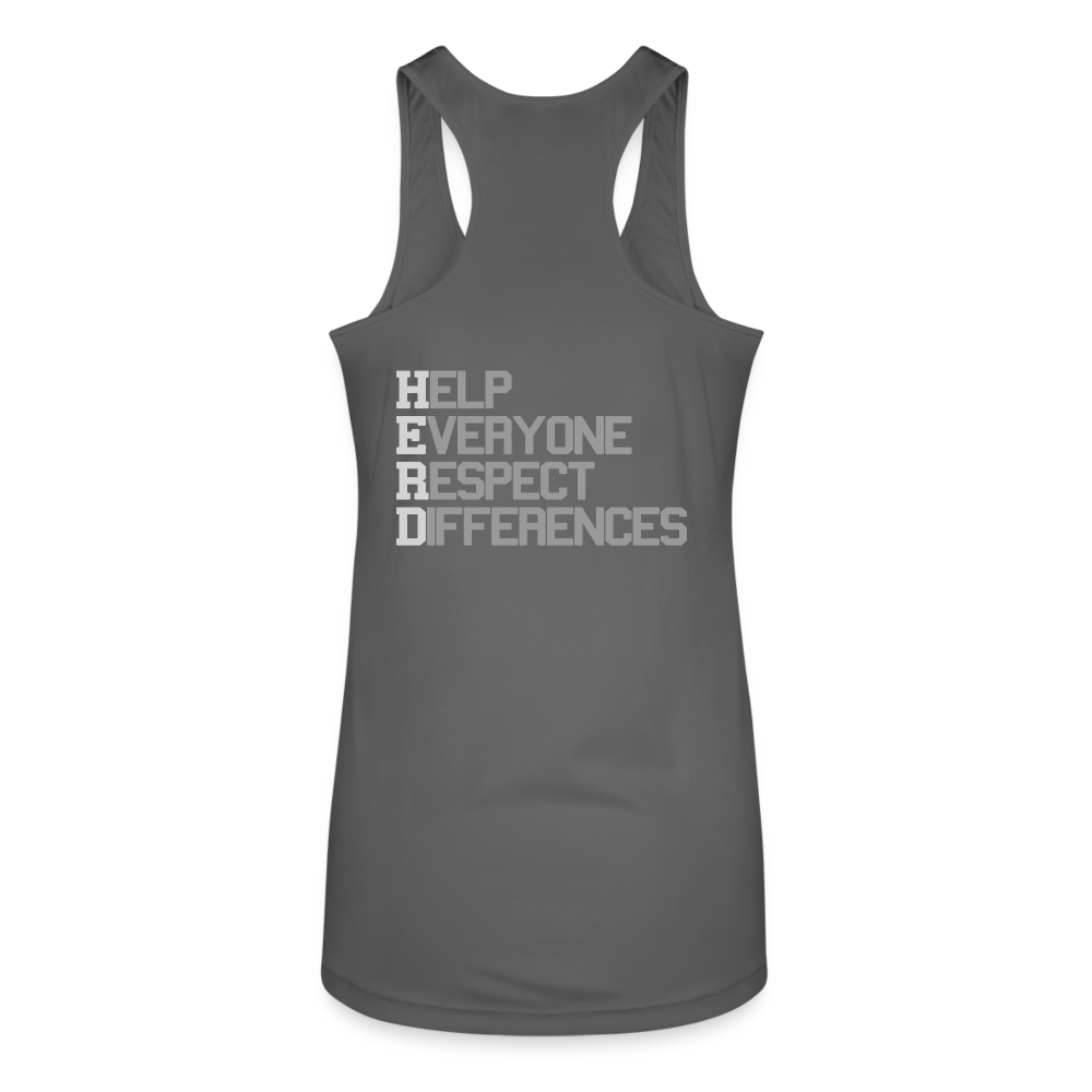 Vex Unchained Women’s 'HERD' Performance Racerback Tank Top - charcoal