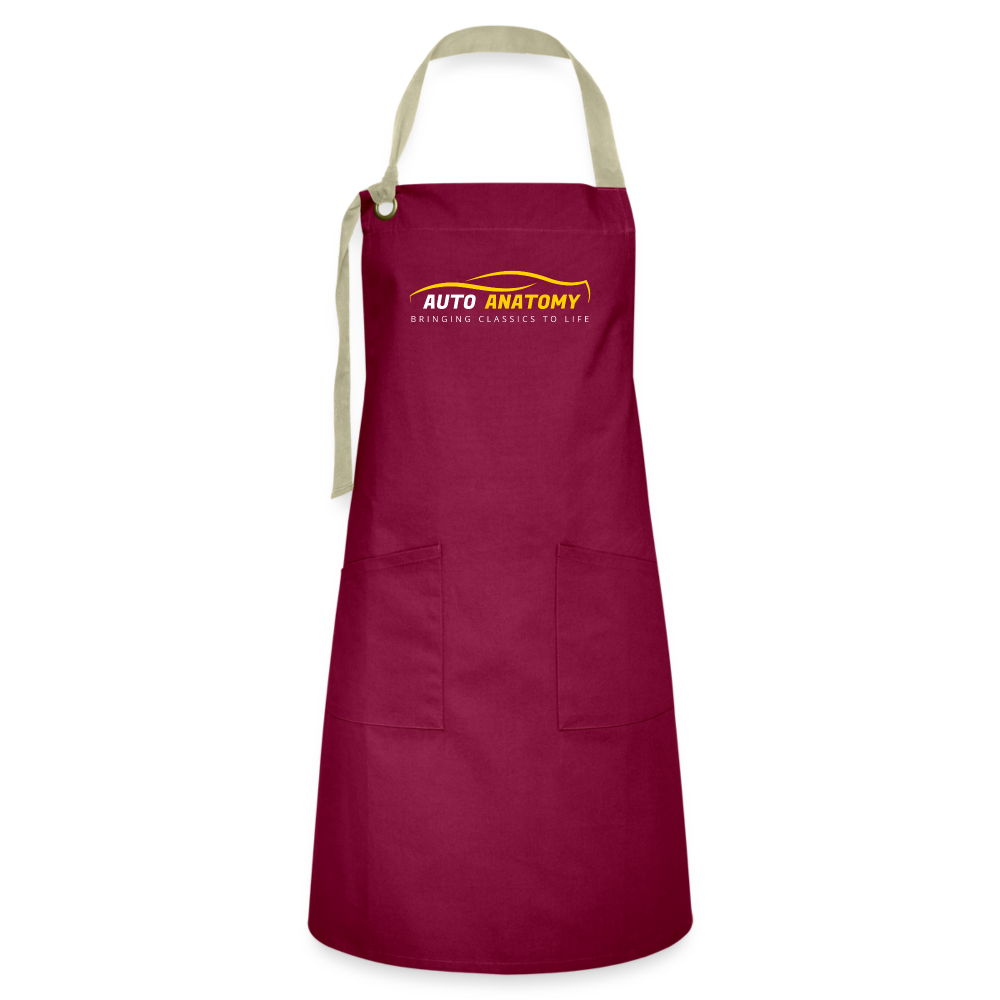 Adult Auto Anatomy Artisan Apron - burgundy/khaki