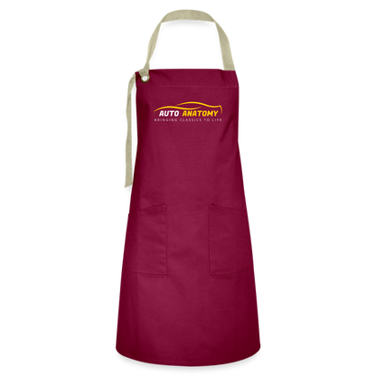 Adult Auto Anatomy Artisan Apron - burgundy/khaki