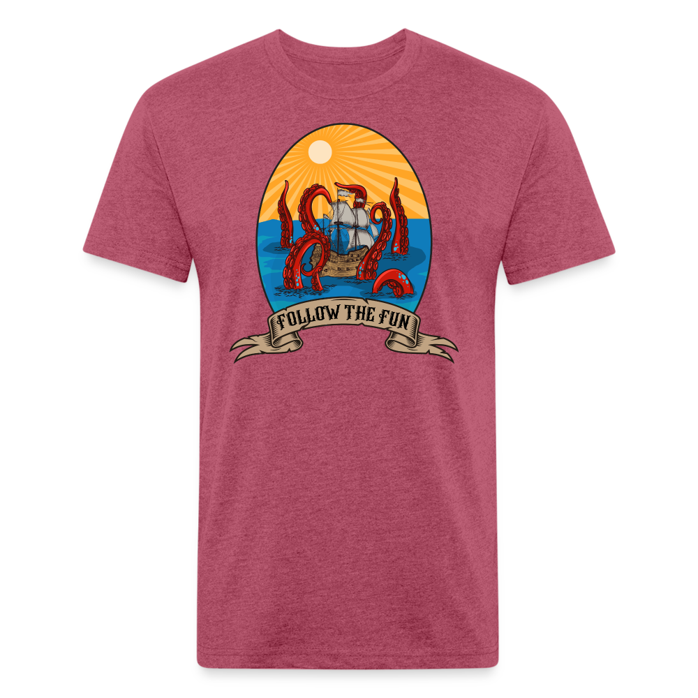 Adult Reid Likes Games 'Follow the Fun' Fitted T-Shirt - heather burgundy