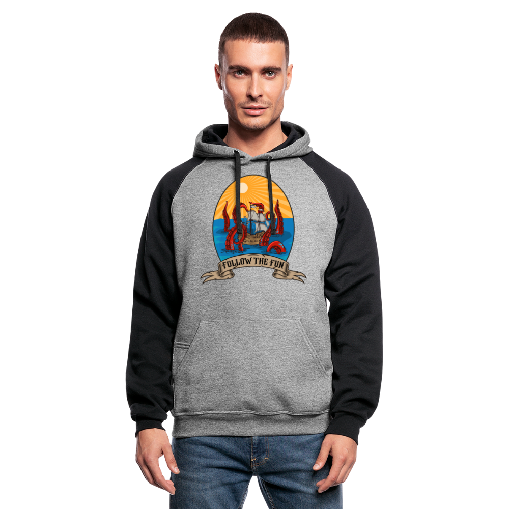 Adult Reid Likes Games 'Follow the Fun' Colorblock Hoodie - heather gray/black