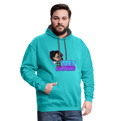 Adult iSLEY 'Pew-Pew' Contrast Hoodie - scuba blue/asphalt