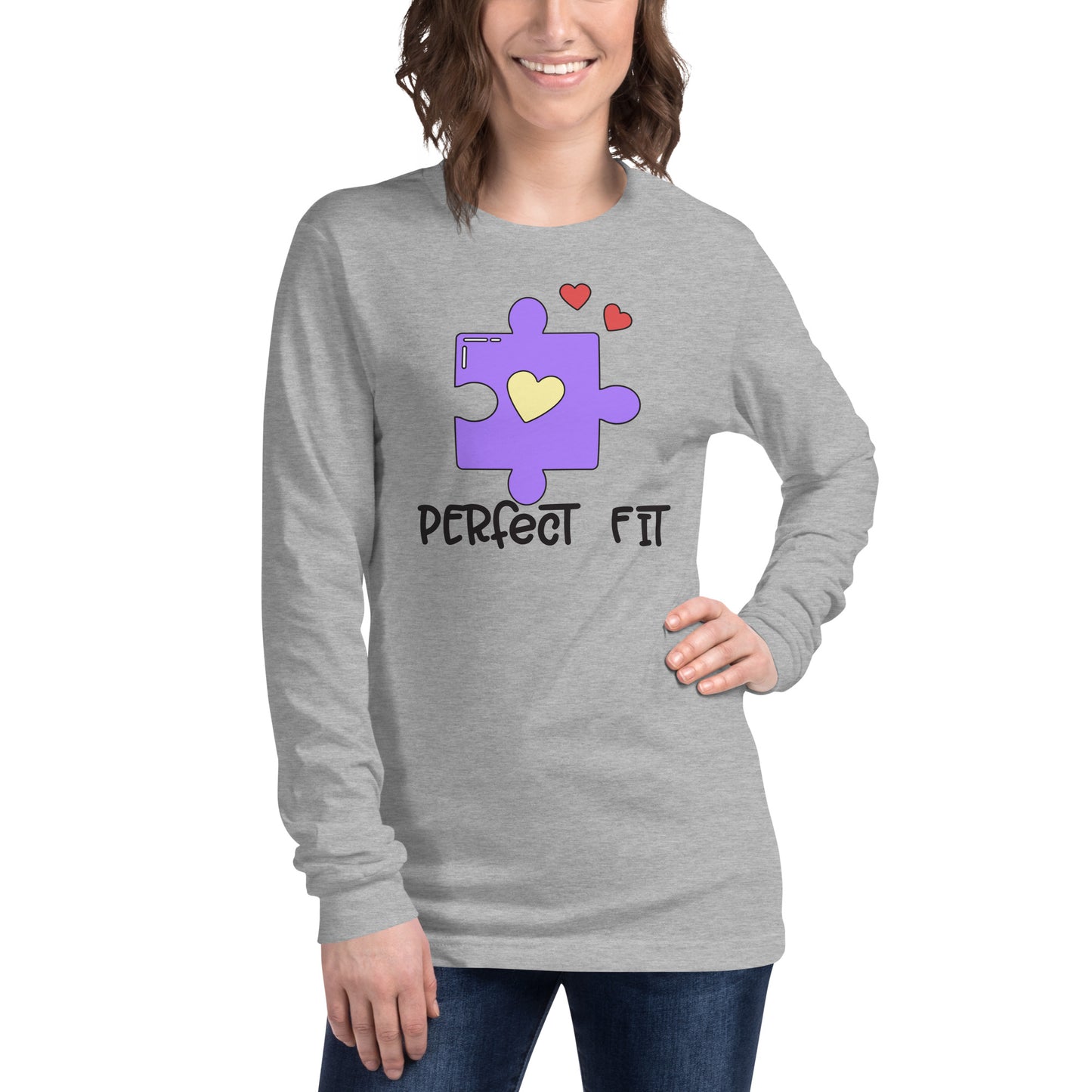 Adult 'Perfect Fit Purple Piece' Long Sleeve T-Shirt