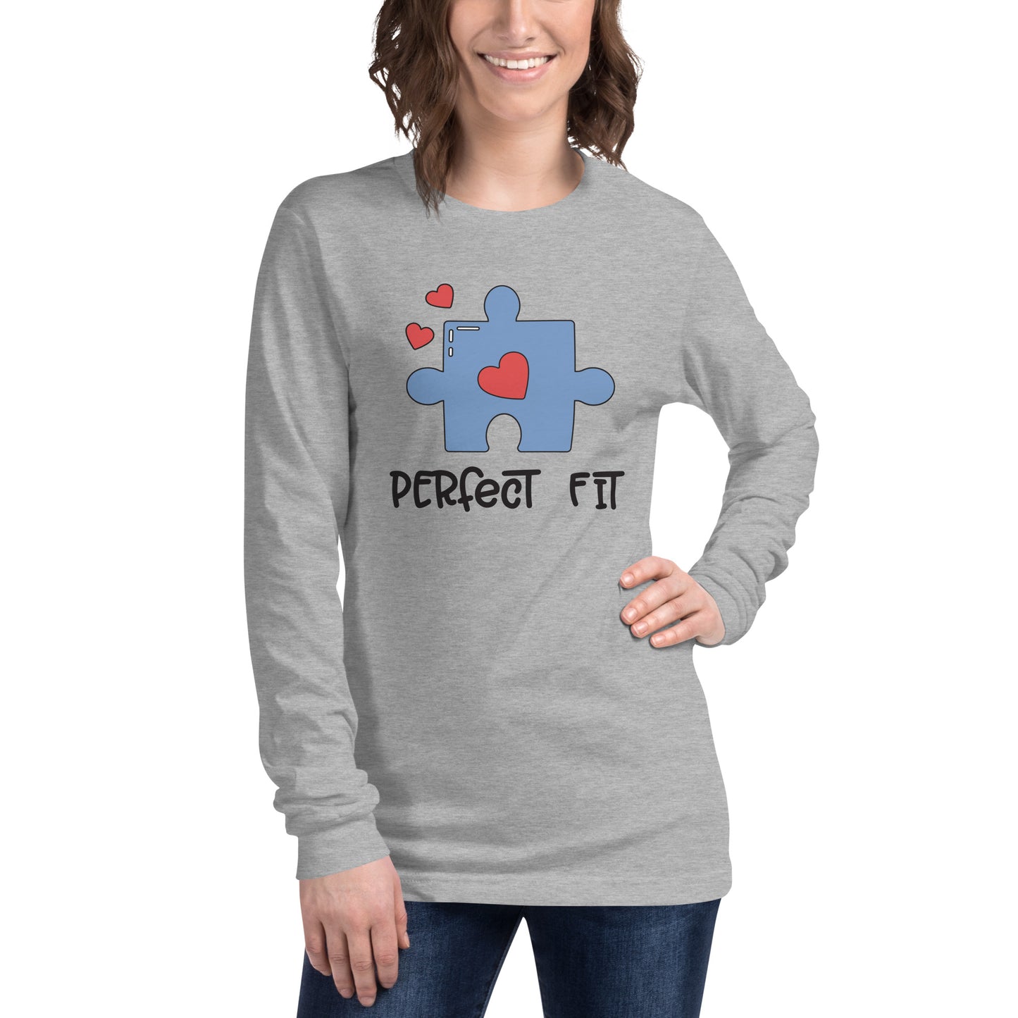 Adult 'Perfect Fit Blue Piece' Long Sleeve T-Shirt