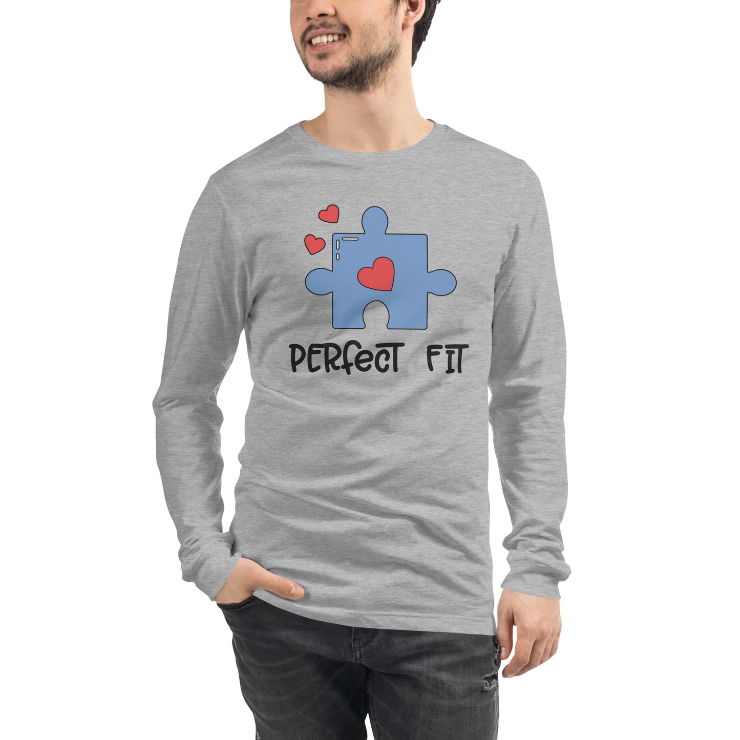 Adult 'Perfect Fit Blue Piece' Long Sleeve T-Shirt