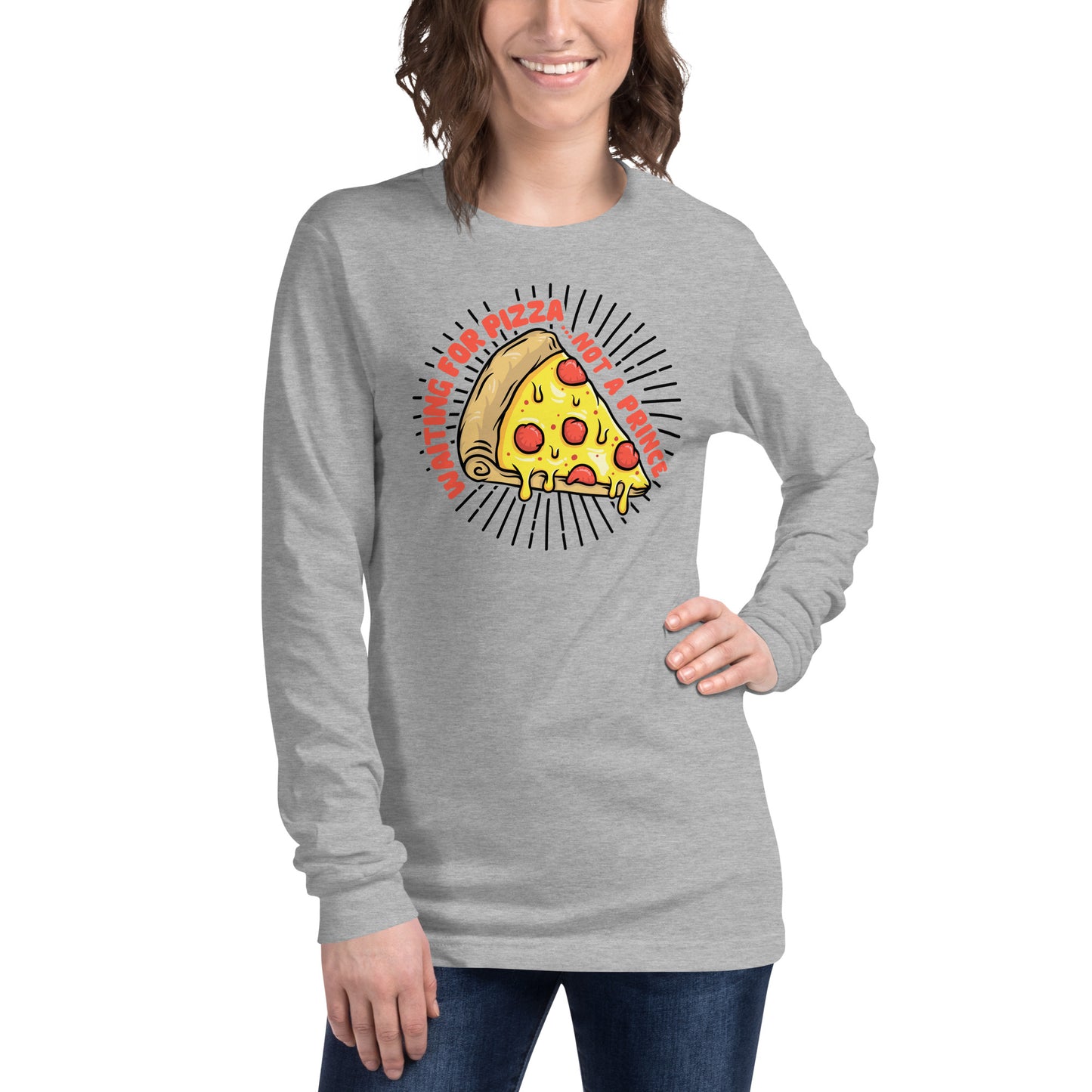 Adult 'Waiting For Pizza' Long Sleeve T-Shirt