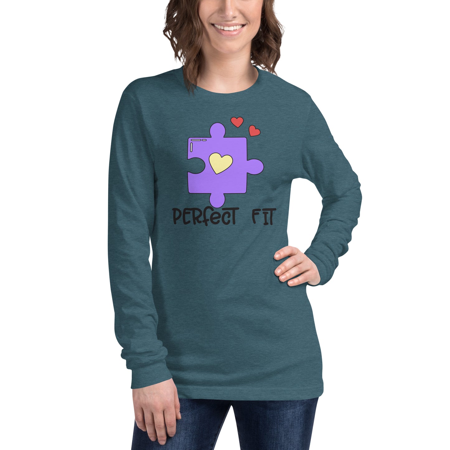 Adult 'Perfect Fit Purple Piece' Long Sleeve T-Shirt