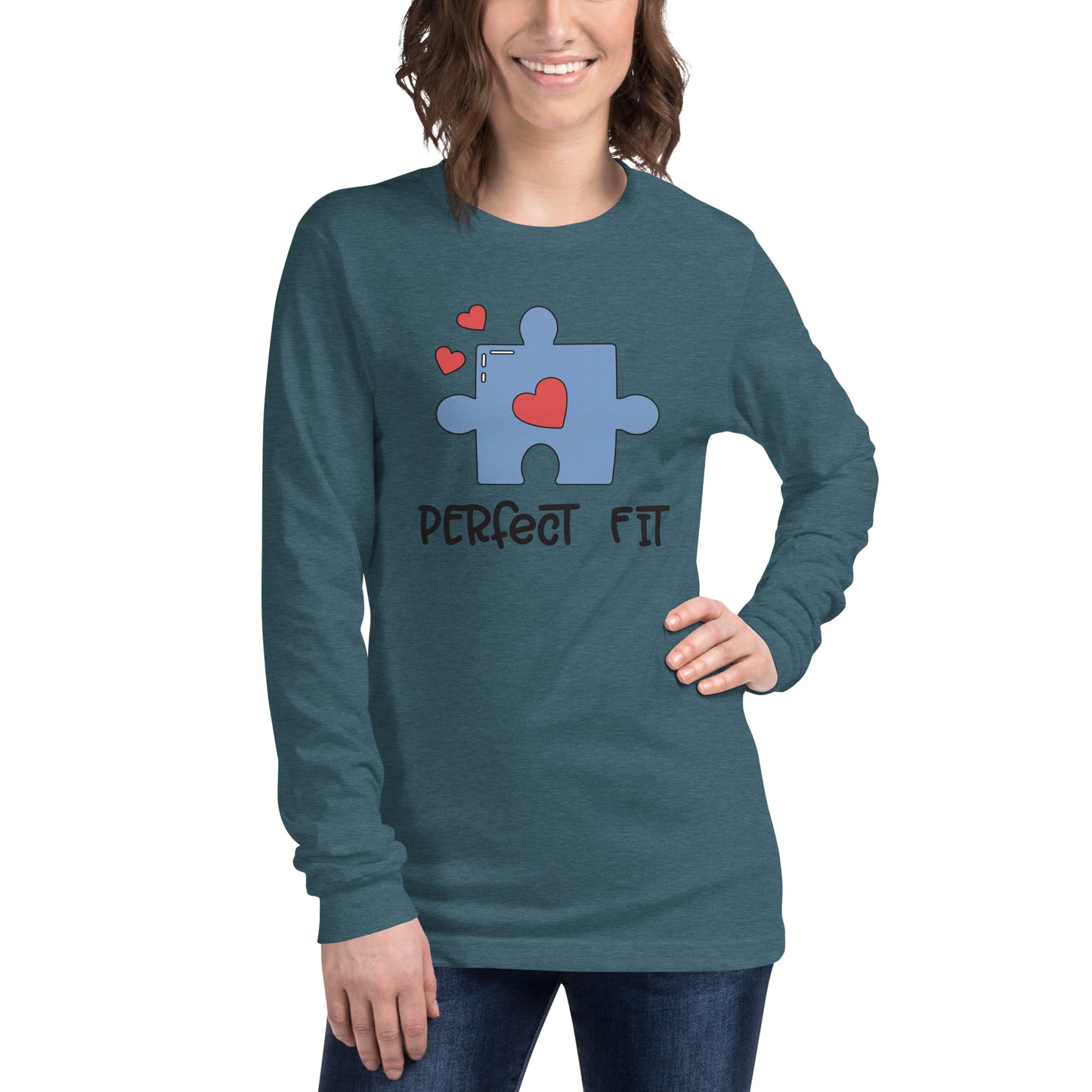 Adult 'Perfect Fit Blue Piece' Long Sleeve T-Shirt