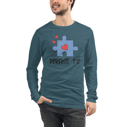 Adult 'Perfect Fit Blue Piece' Long Sleeve T-Shirt