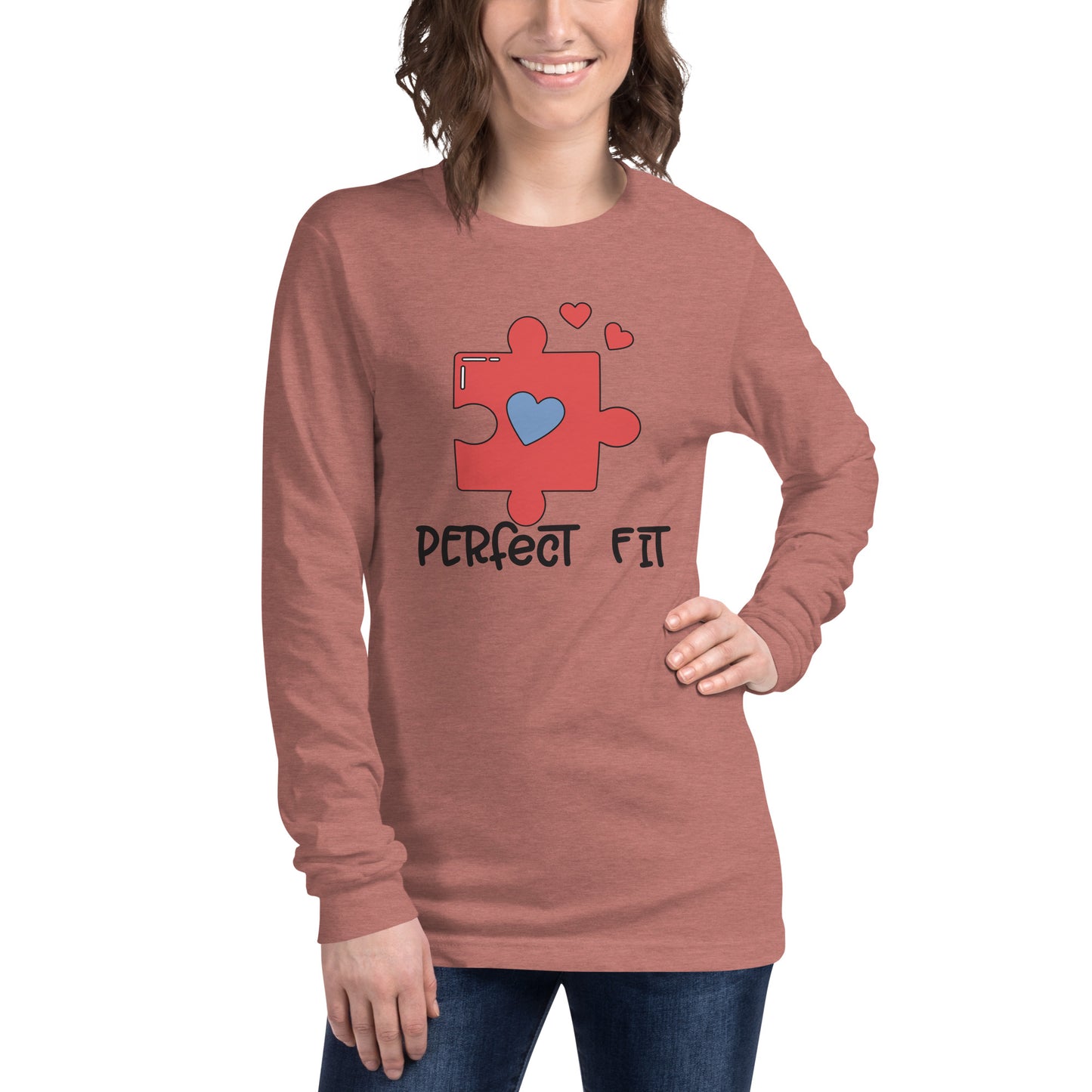 Adult 'Perfect Fit Pink Piece' Long Sleeve T-Shirt