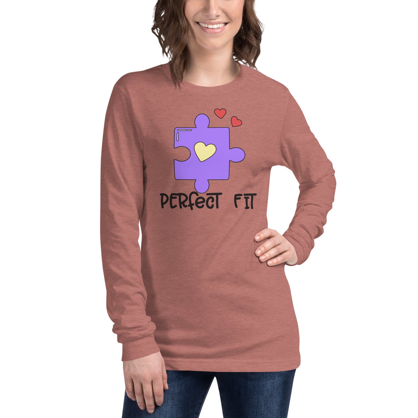 Adult 'Perfect Fit Purple Piece' Long Sleeve T-Shirt