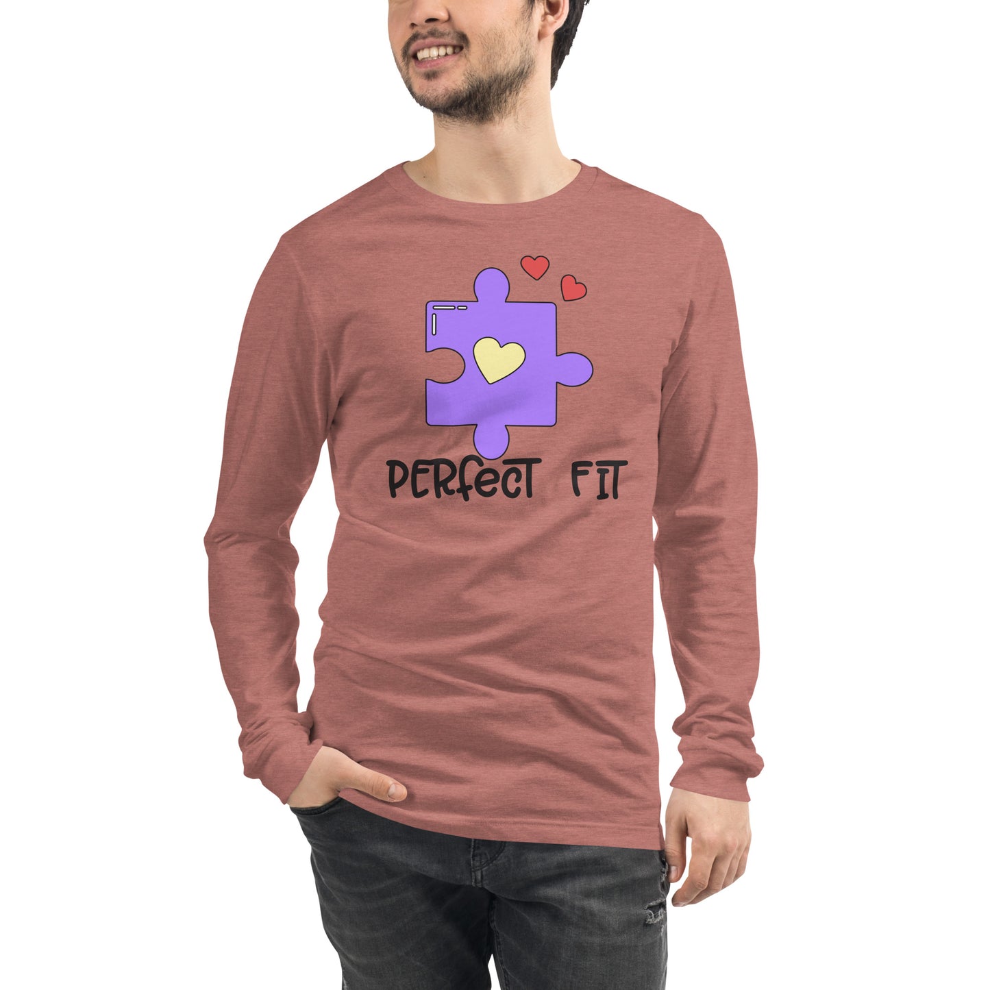 Adult 'Perfect Fit Purple Piece' Long Sleeve T-Shirt